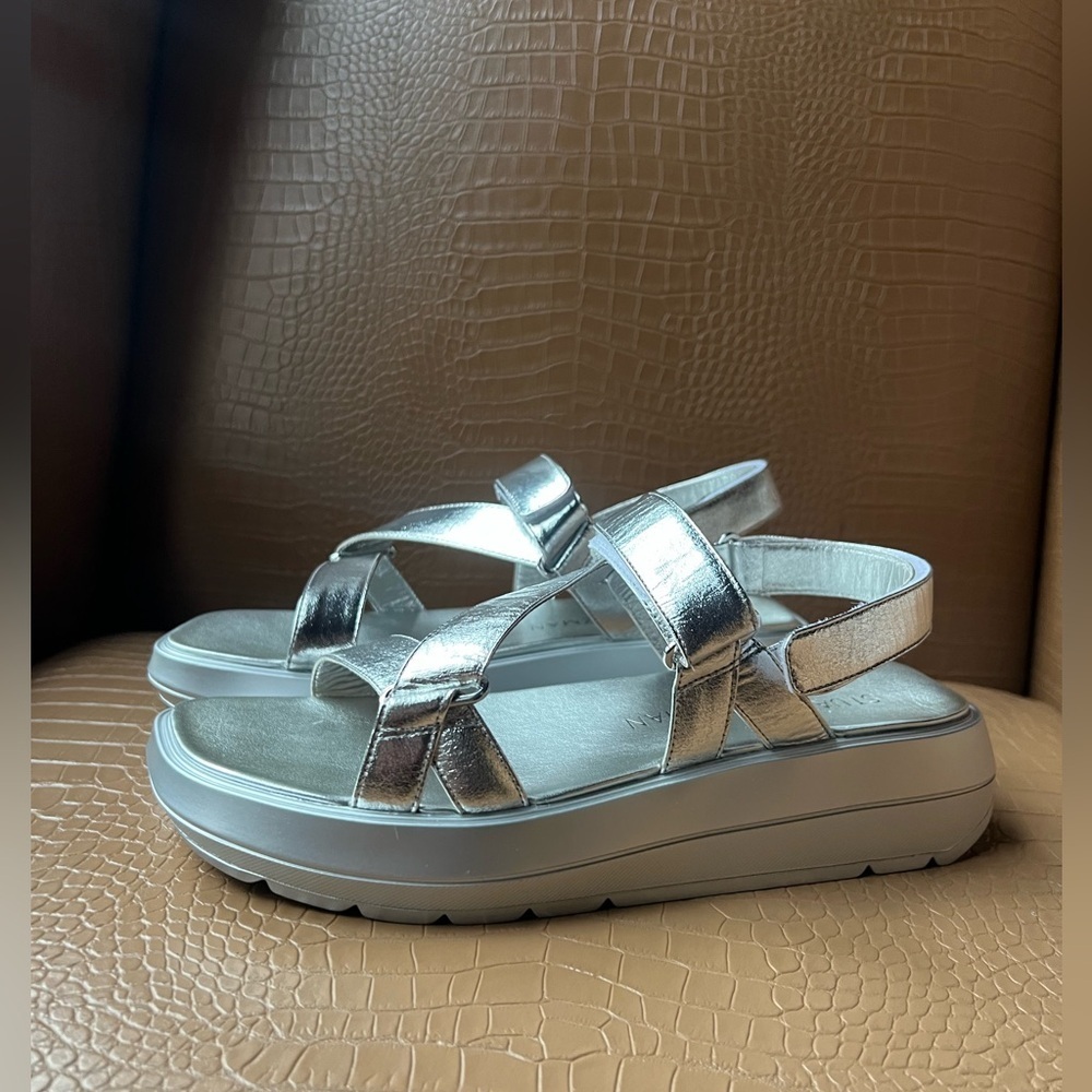 Stuart Weitzman Moxie Sport Women's Sandal Silver Size 10 M - Picture 2 of 8